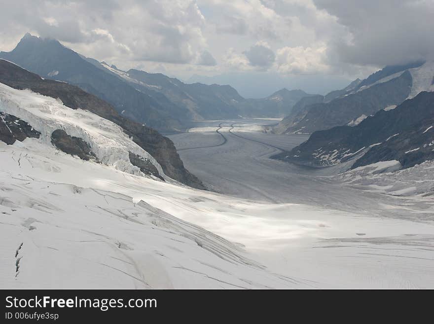 Jungfraujoch: Top of Europe – view on the biggest glacier of the Alps