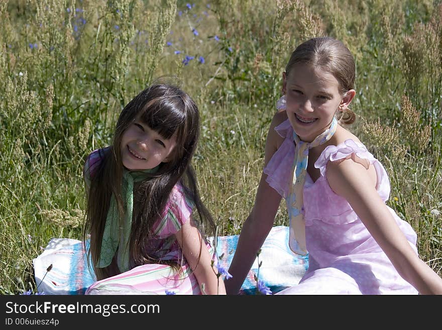 Children on meadow. Children on meadow