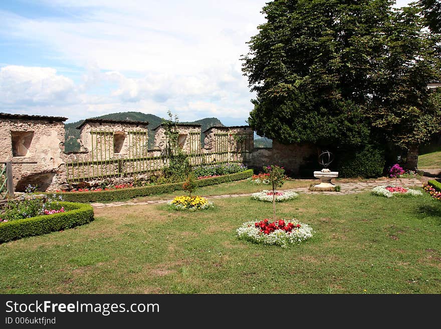 Detail of a garden inside a medieval fortress. Detail of a garden inside a medieval fortress