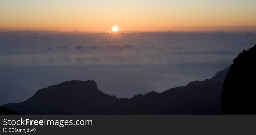 Dawn in the mountains of Madeira. Dawn in the mountains of Madeira