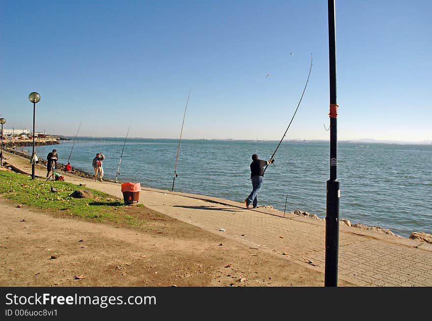 Man fishing in the Tague