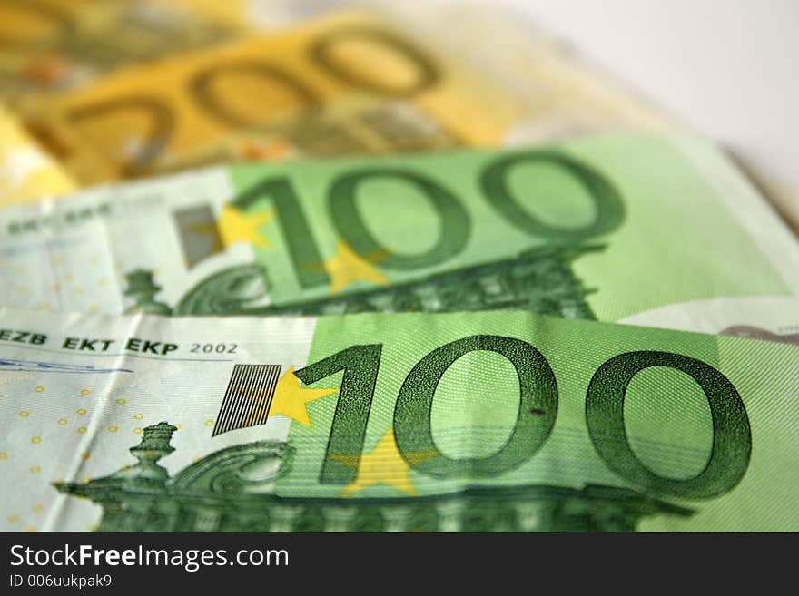 Closeup to euro banknotes