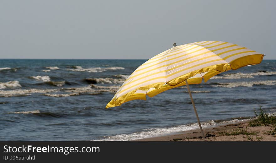 Yellow Beach Umbrella Panorama