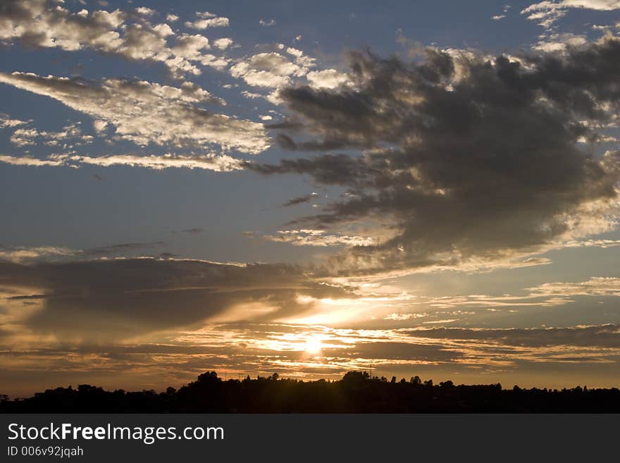 Wildfire clouds at sunset