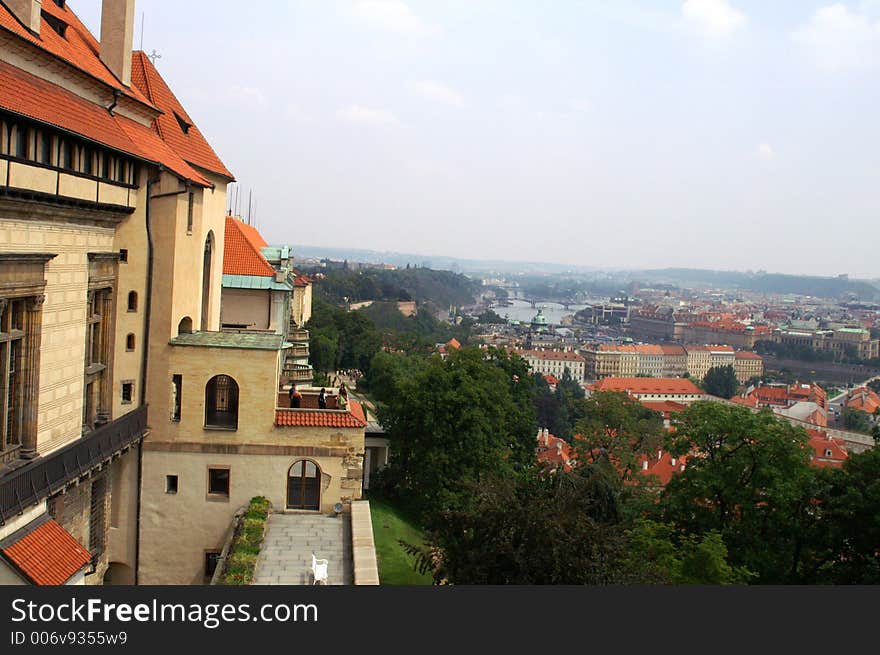 Roofs, buildings, trees. Roofs, buildings, trees