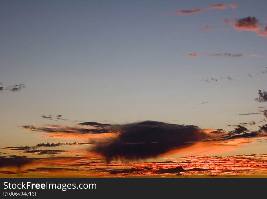 Wildfire clouds at sunset