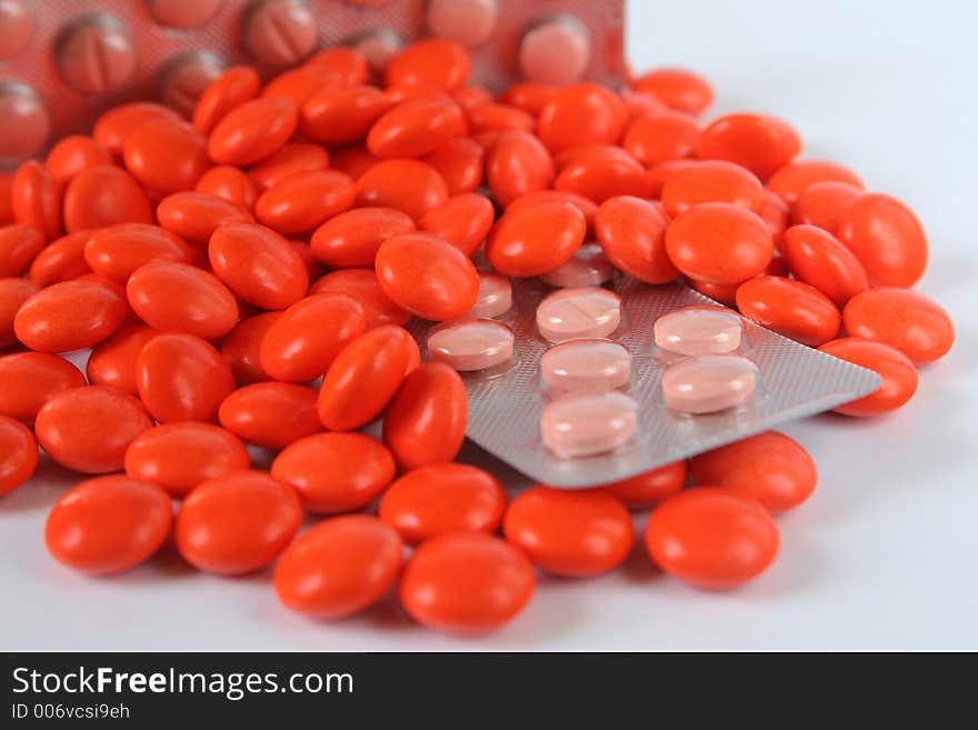 Different pills isolated over white