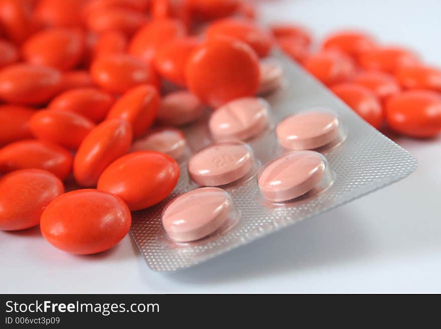 Different pills isolated over white. Different pills isolated over white