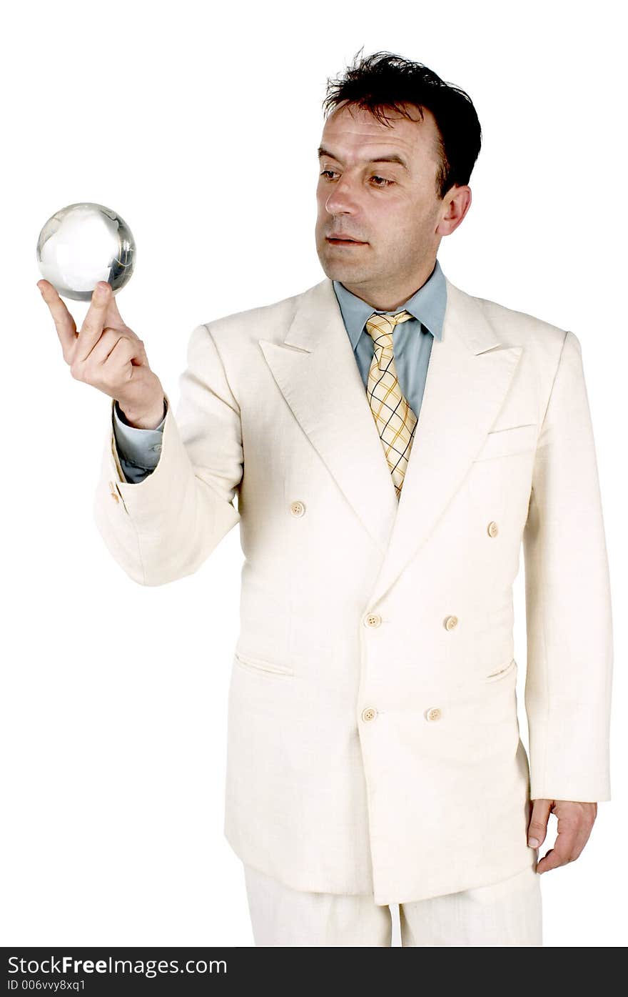 Businessman holding a globe. Businessman holding a globe