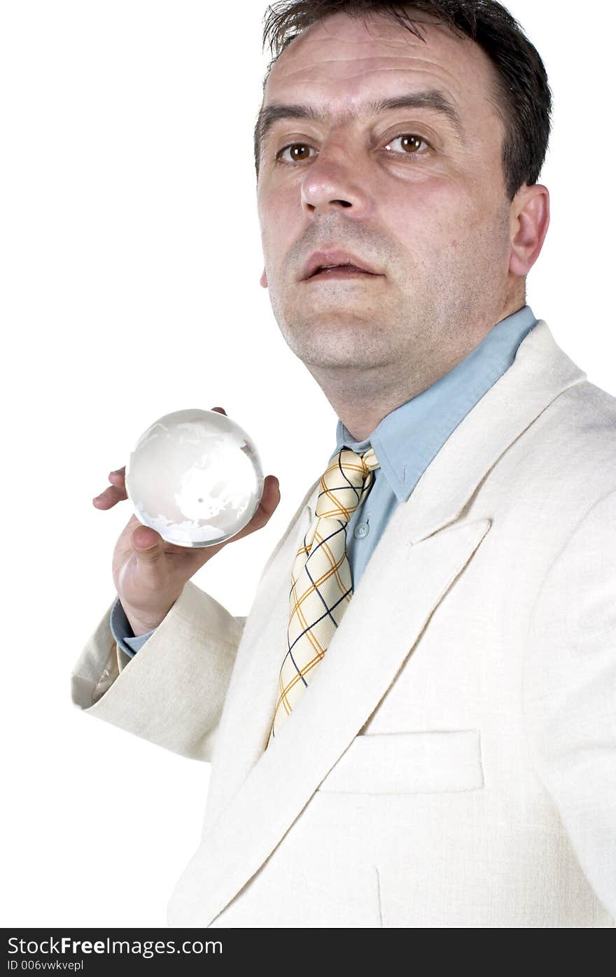 Businessman holding a globe. Businessman holding a globe