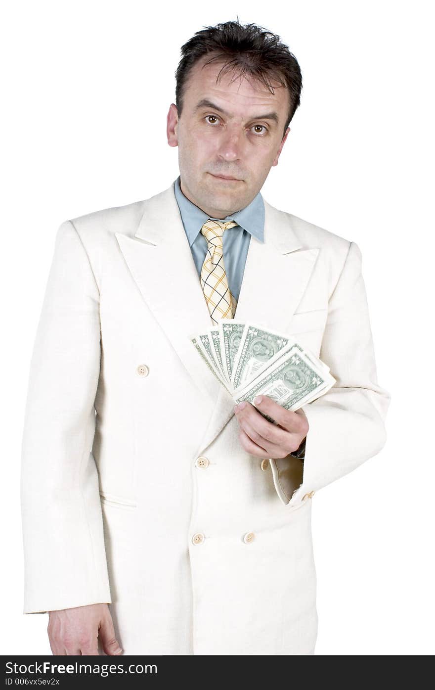 Businessman holding money. Businessman holding money