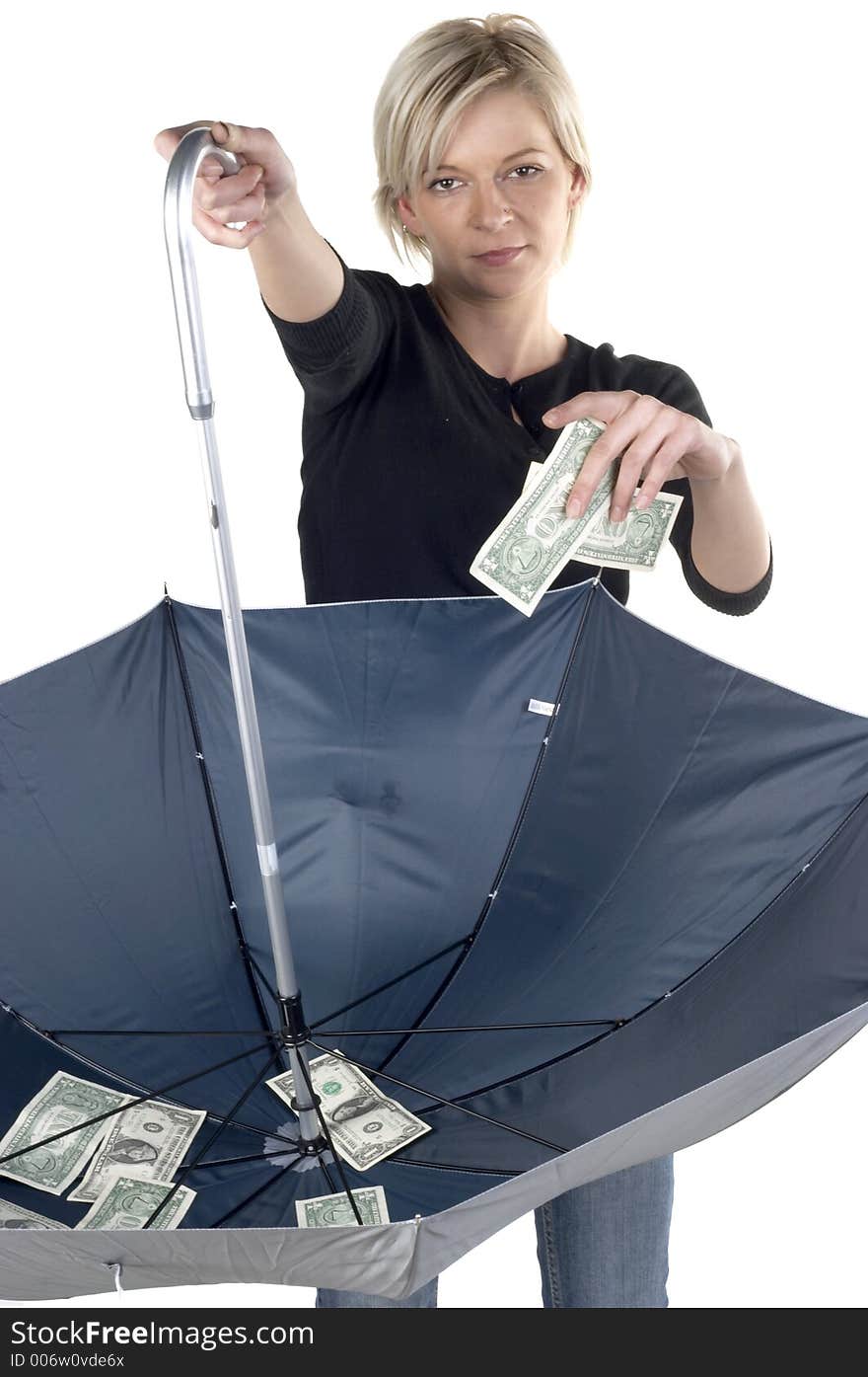 Young girl holding an umbrella. Young girl holding an umbrella