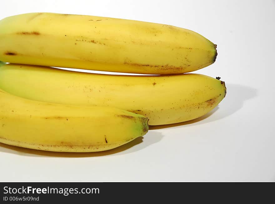 Bananas on white background close up