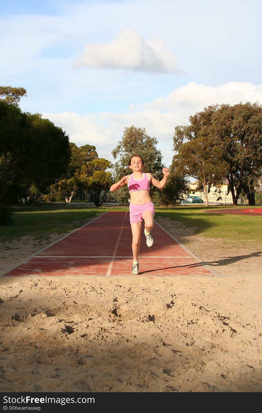 Girl long jumping