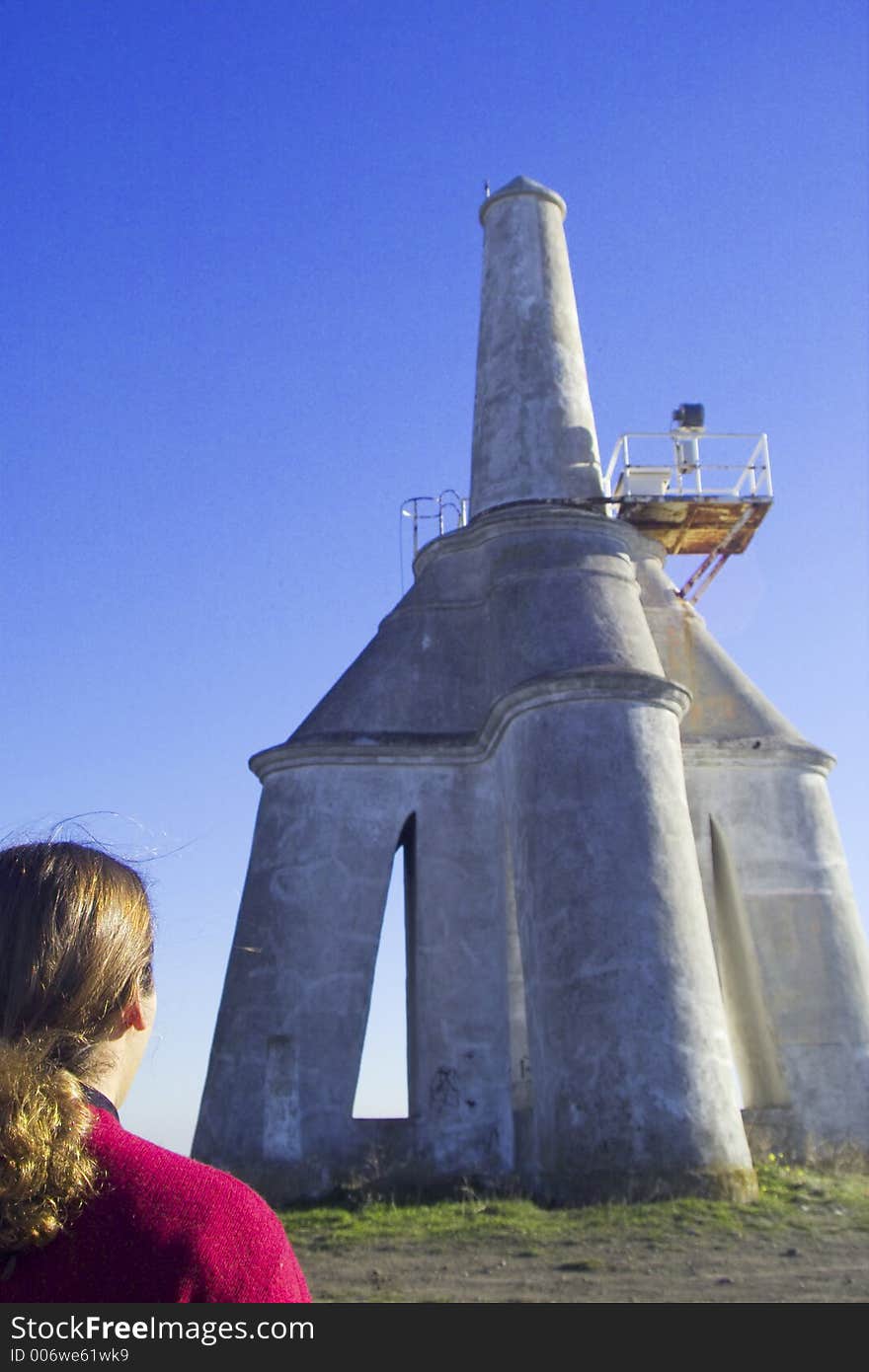 Man looking at landmark