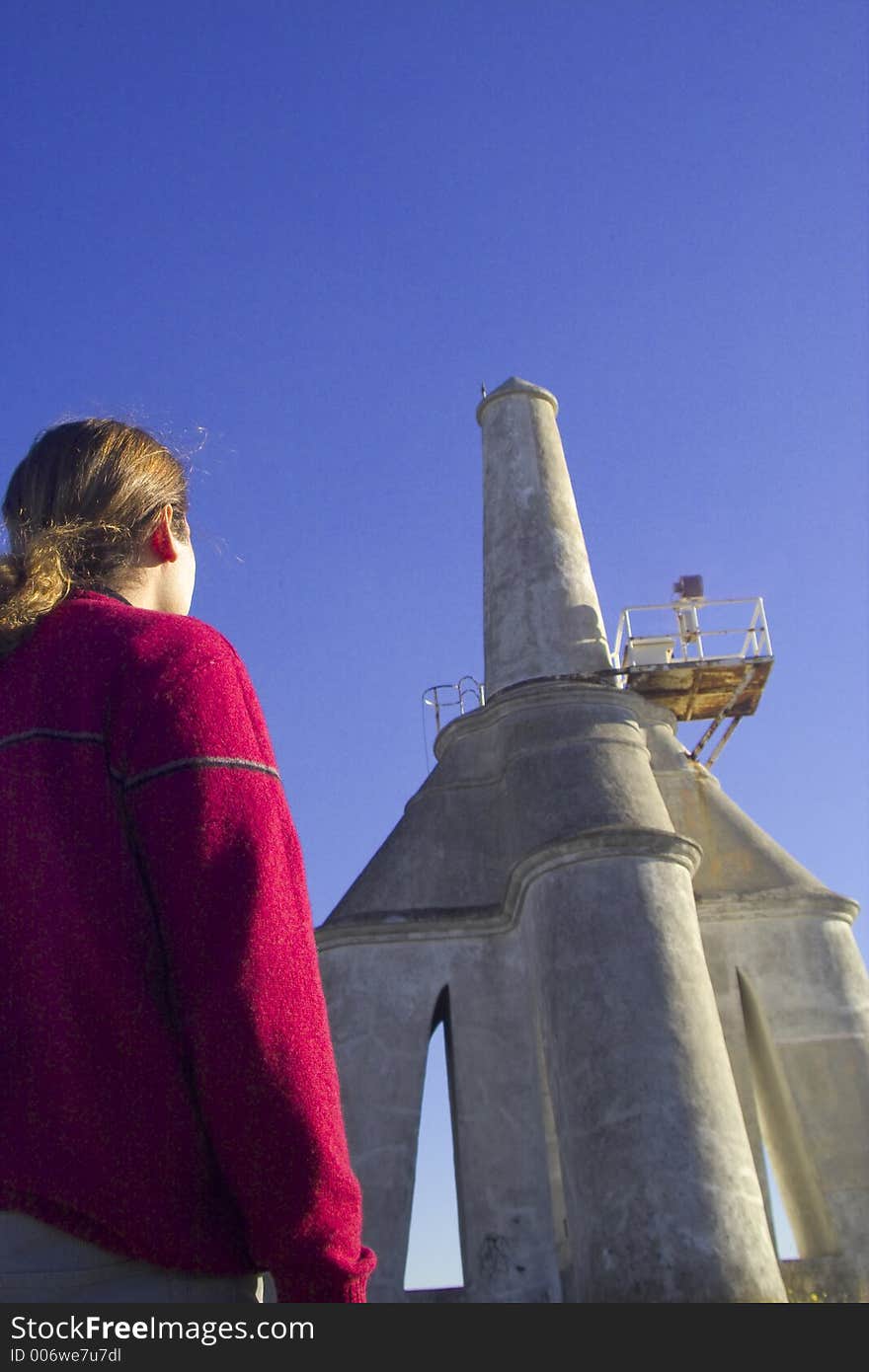 Man looking at landmark