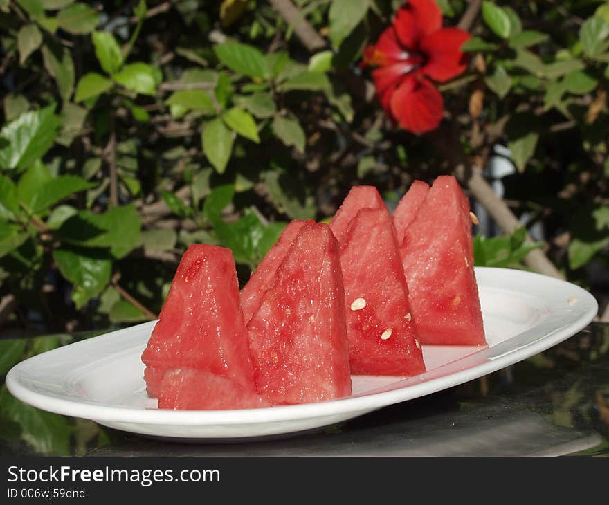 Slices of fresh summers watermelon