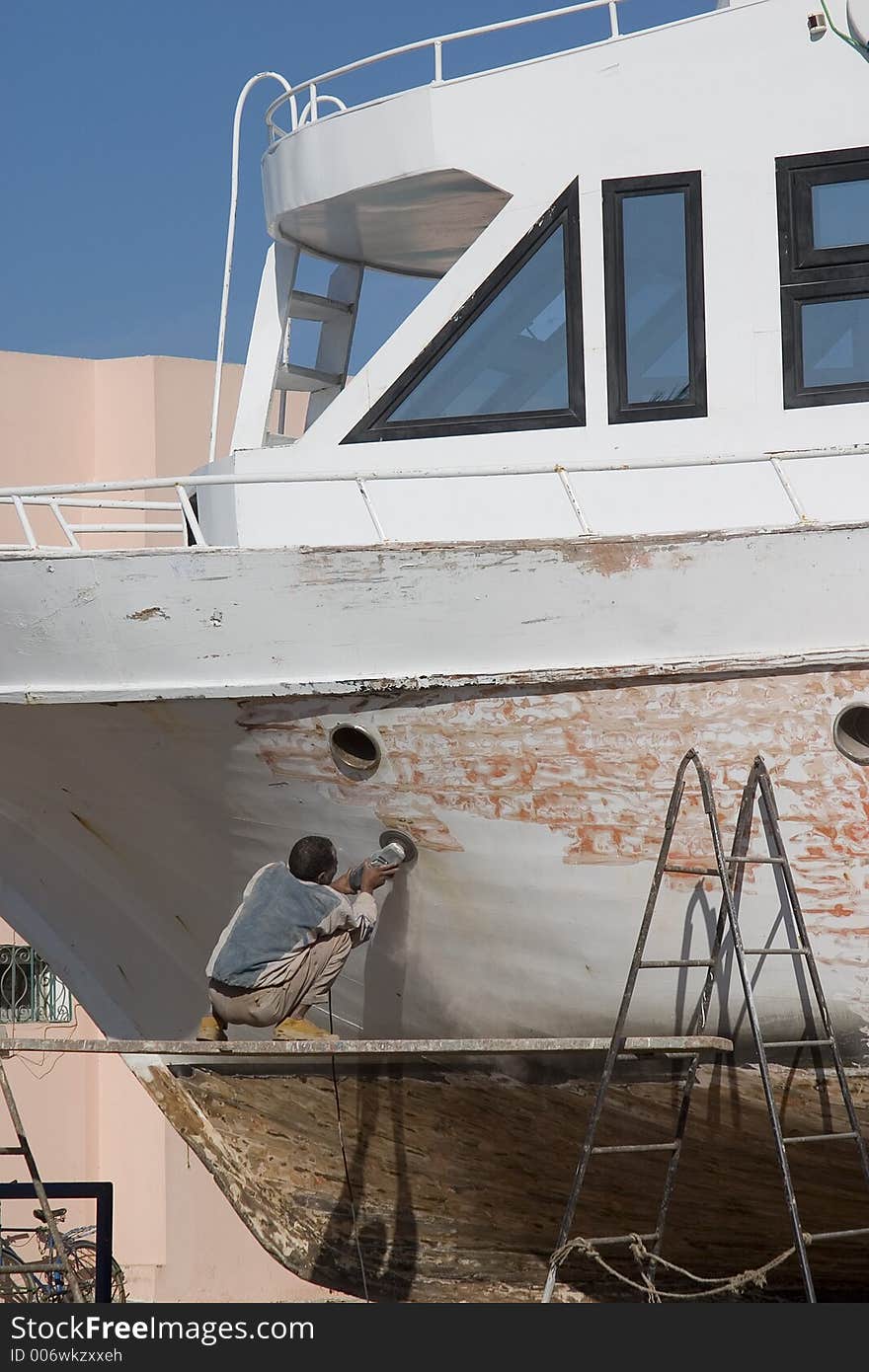 The Arabian shipyard. Construction of the ships on Red sea