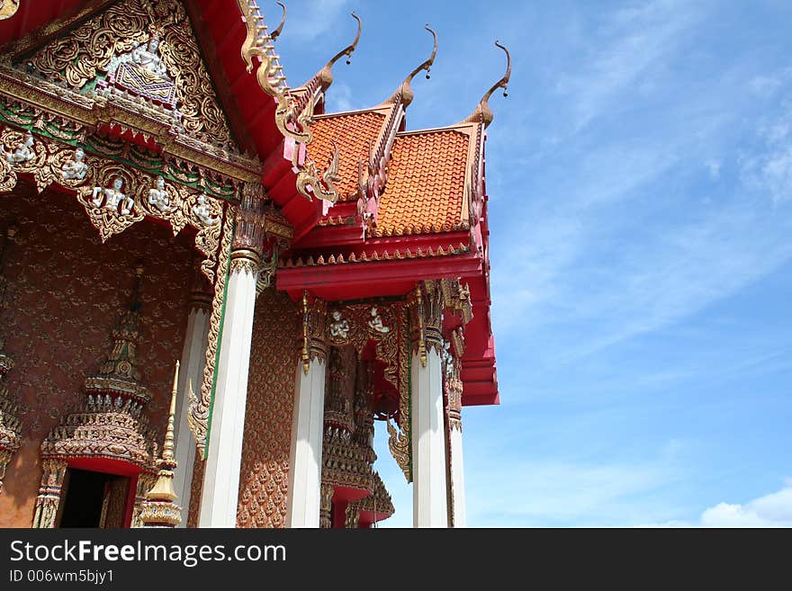 Tham Suea Temple with blue sky background