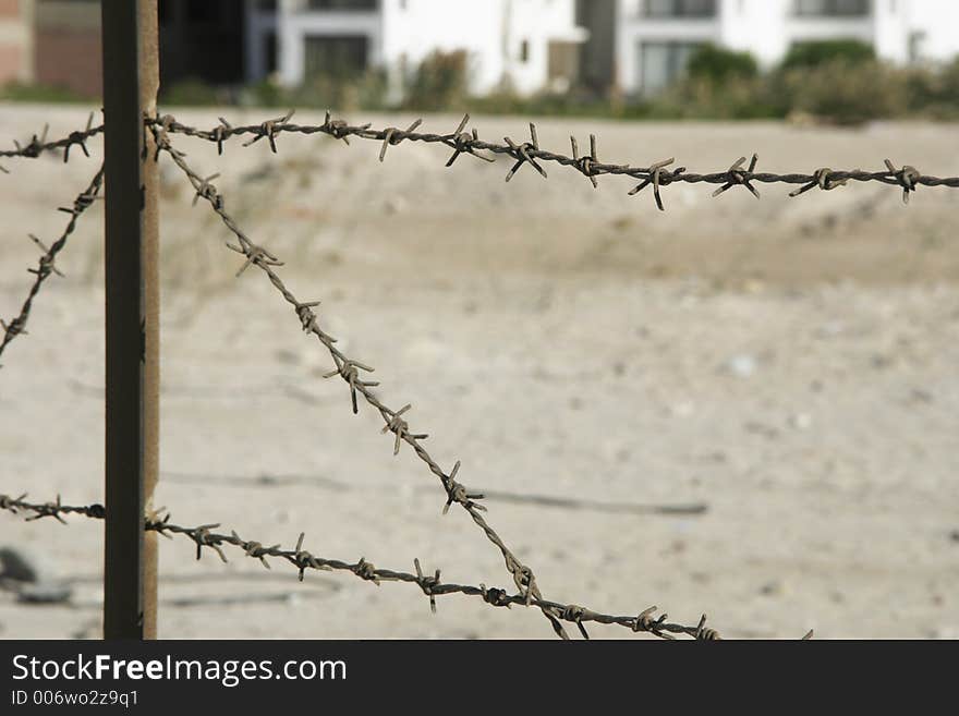 Barbed wire in desert