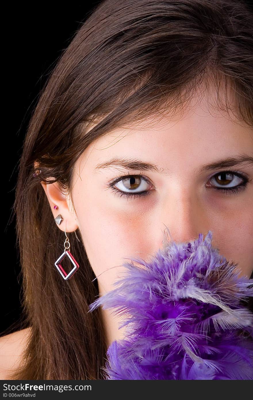 Teenager and feathers