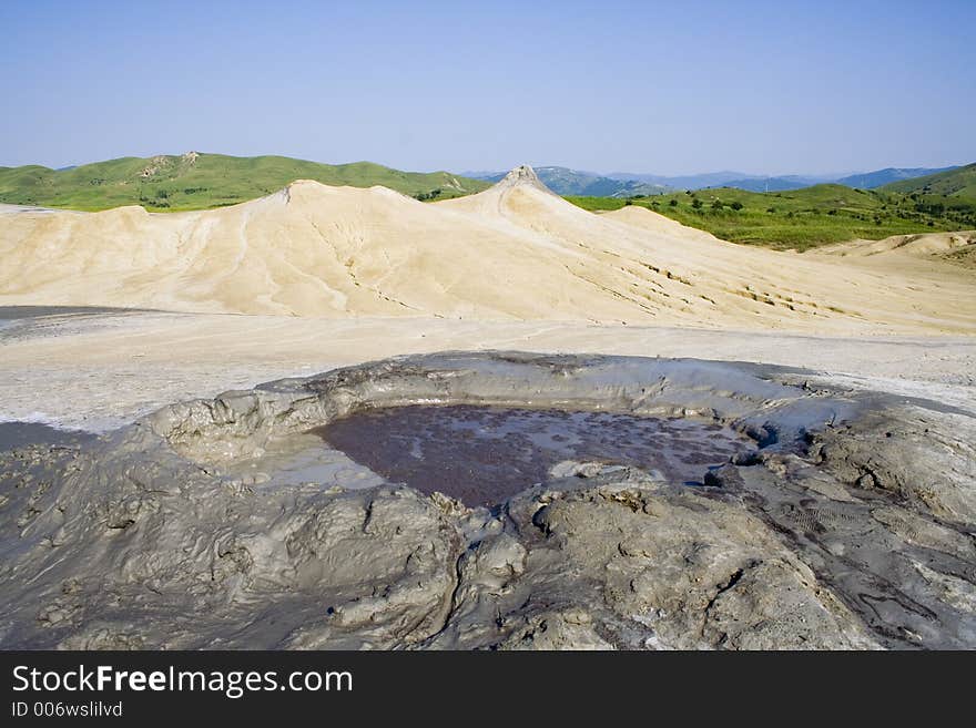 Muddy volcanos landscape Romania. Muddy volcanos landscape Romania