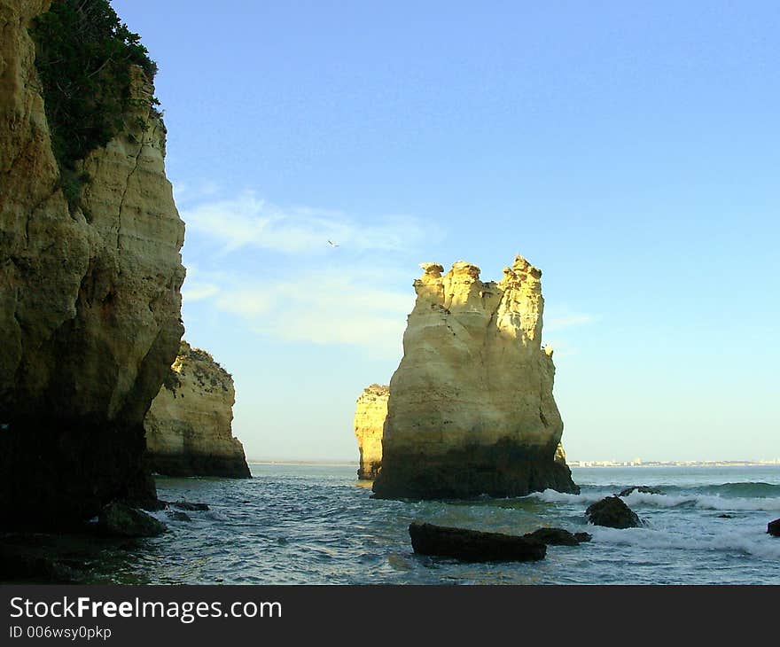 D.Ana Beach and sea in the city of Lakes (Lagos), Algarve, Portugal. D.Ana Beach and sea in the city of Lakes (Lagos), Algarve, Portugal.