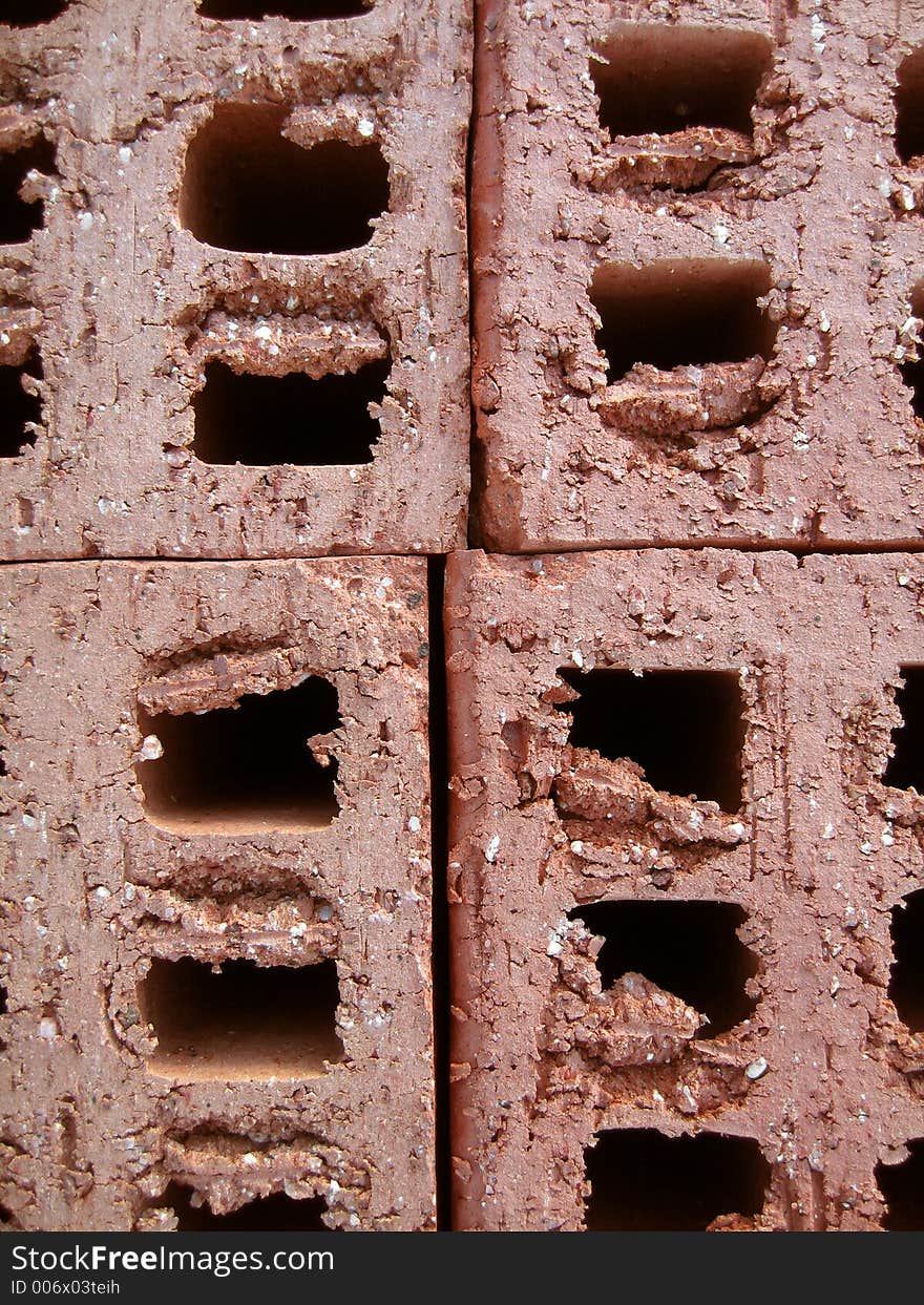 Details of red house construction bricks.