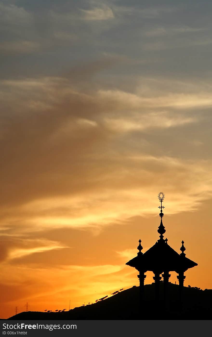 Silhouette of a tower at Barcelona, Spain. Silhouette of a tower at Barcelona, Spain