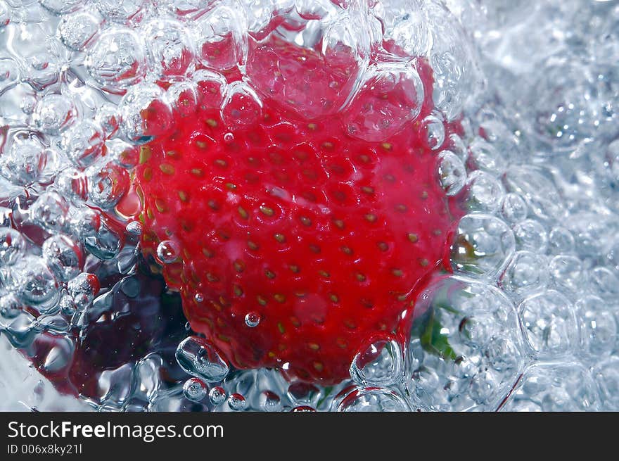 Fresh strawberry in cold water. Fresh strawberry in cold water