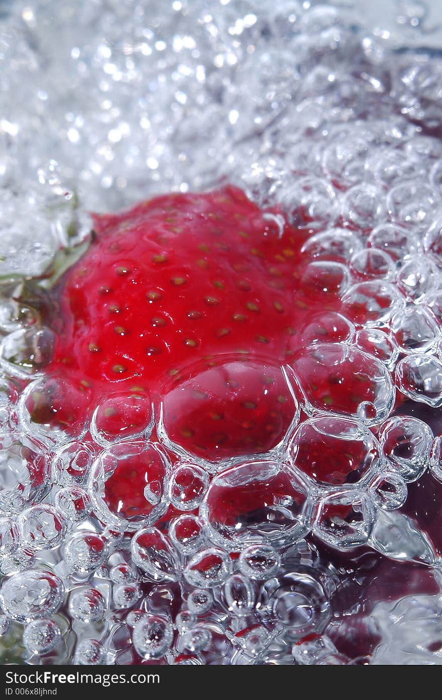 Fresh strawberry in cold water. Fresh strawberry in cold water