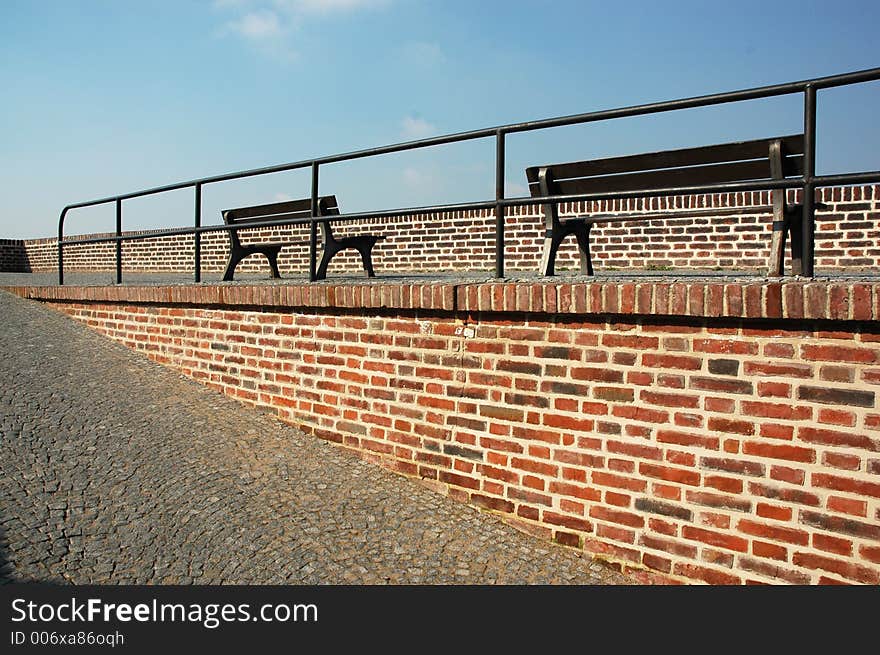 Benches in a row