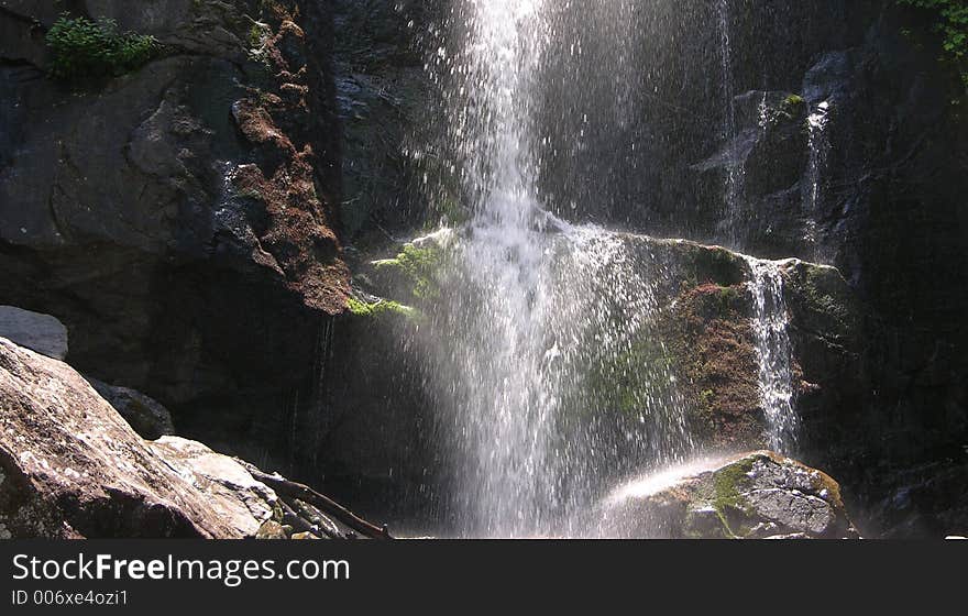 Sun on a waterfall in North Carolina