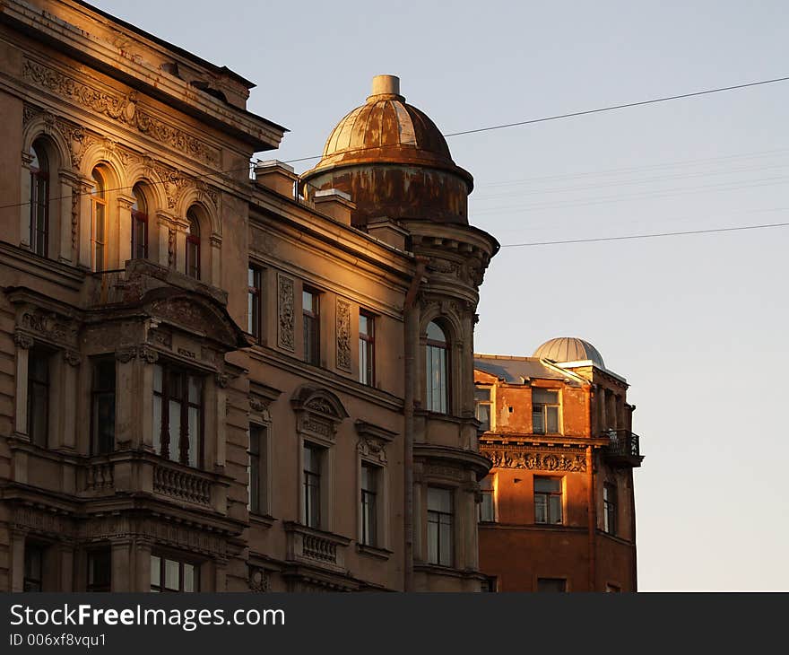 Sunset on Canal Gribojedova in Saint-Petersburg