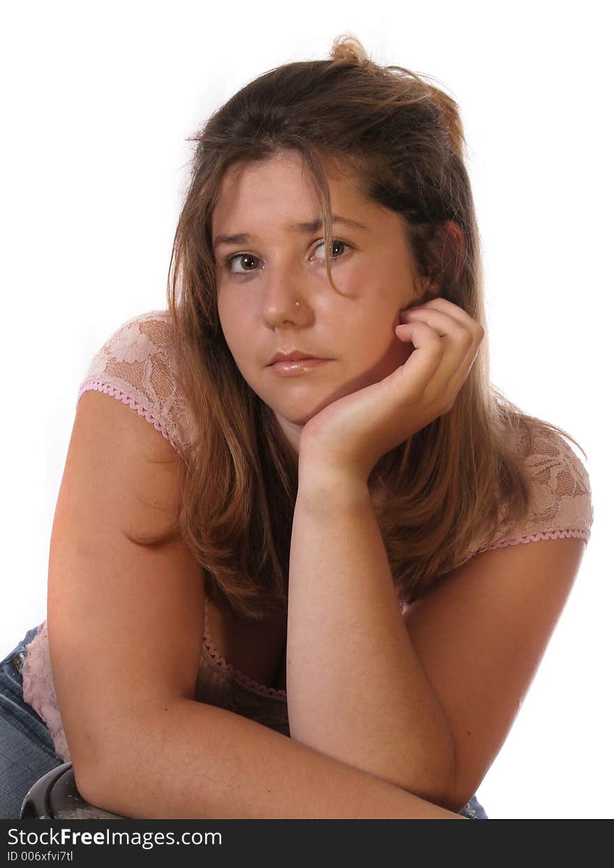 Beautiful Young girl against white. Beautiful Young girl against white