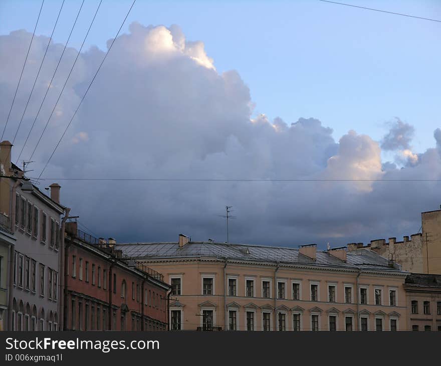 Clouds on Canal Gribojedova in Saint-Petersburg - fantastic reflexes on the clouds