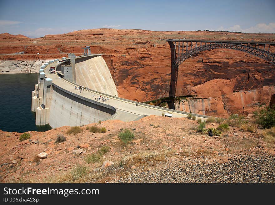 Glen Canyon Dam and Bridge. Glen Canyon Dam and Bridge