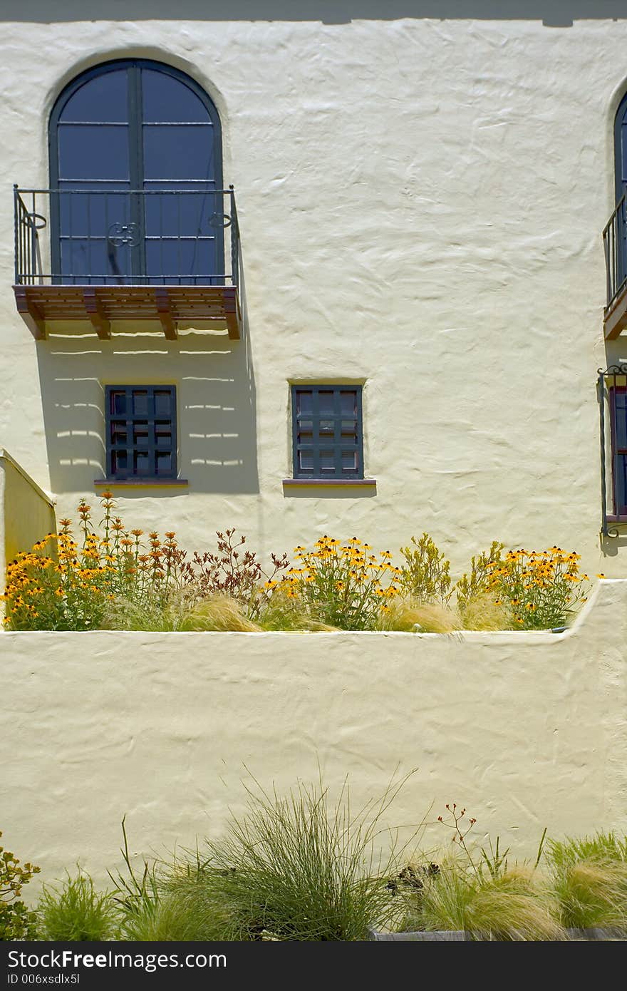 Stucco Wall With Balcony