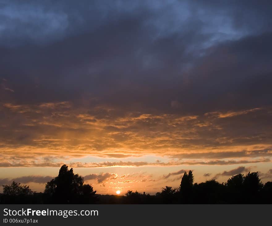 Summer sunset after rain