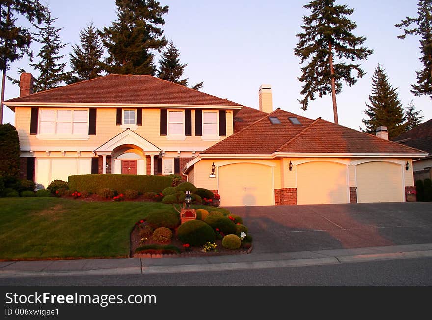 Luxury house under late afternoon's sunlight