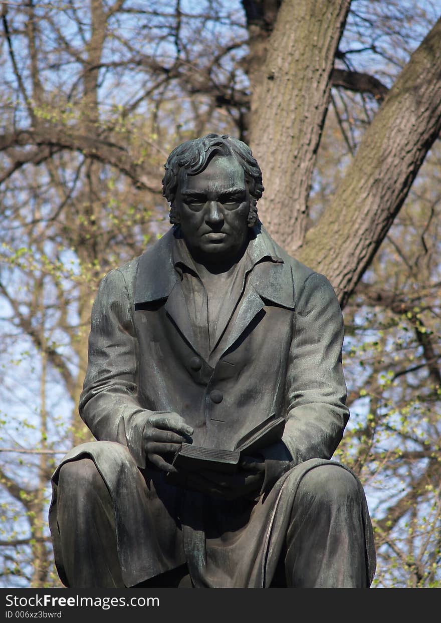 Sculpture of Krylov in the Summer Garden in Saint-Petersburg