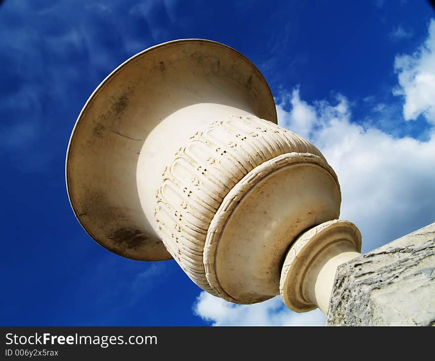 Flowerpot under blue sky. Flowerpot under blue sky