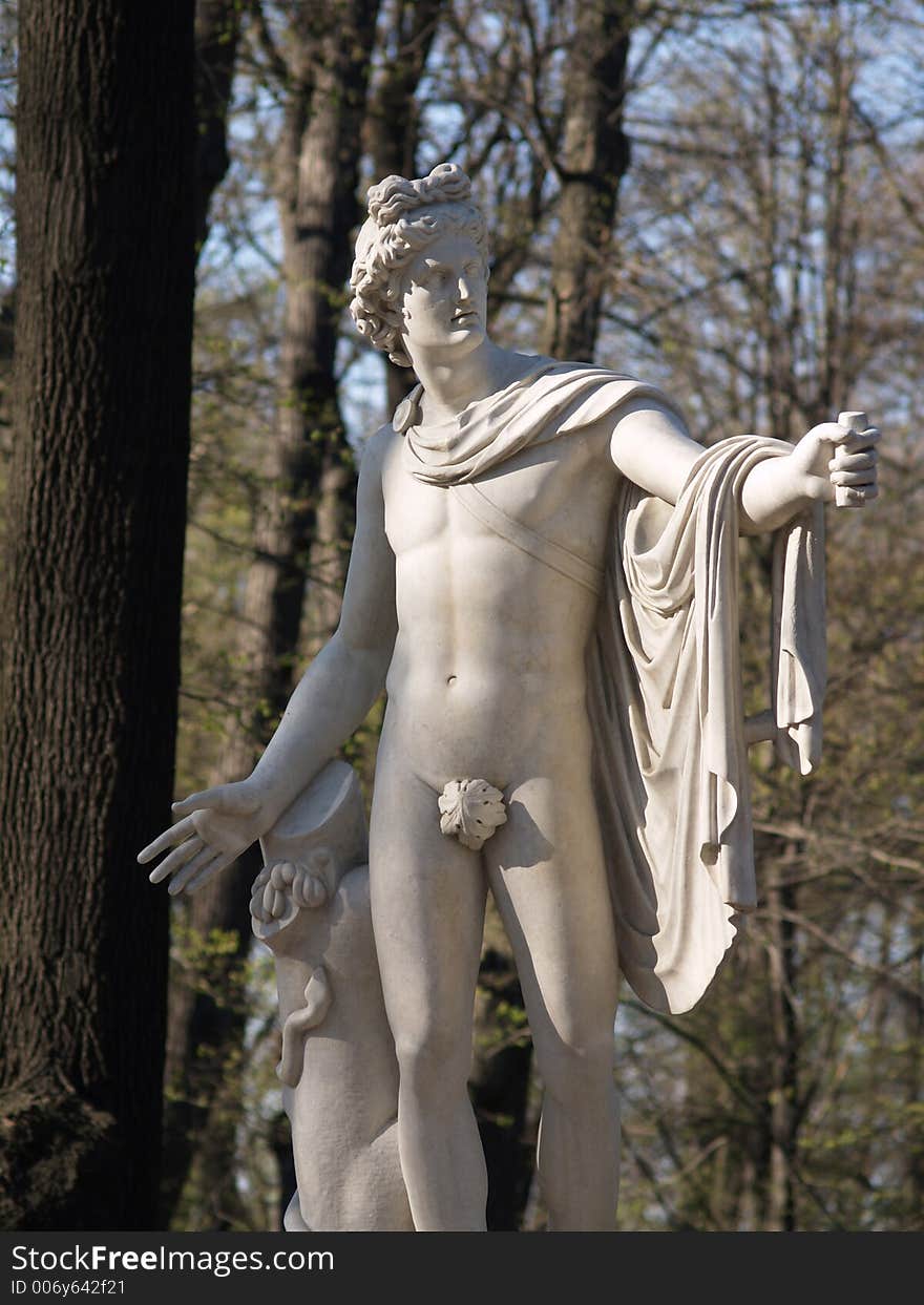 Marble sculpture of Apollo in the Summer Garden in Saint-Petersburg 01. Marble sculpture of Apollo in the Summer Garden in Saint-Petersburg 01