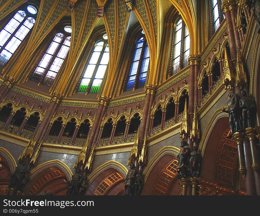 Under The Dome Of Hungarian Parliament