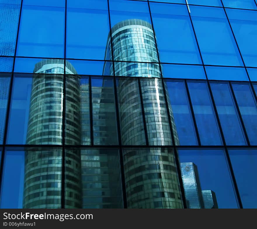 Reflections on a modern building. Reflections on a modern building