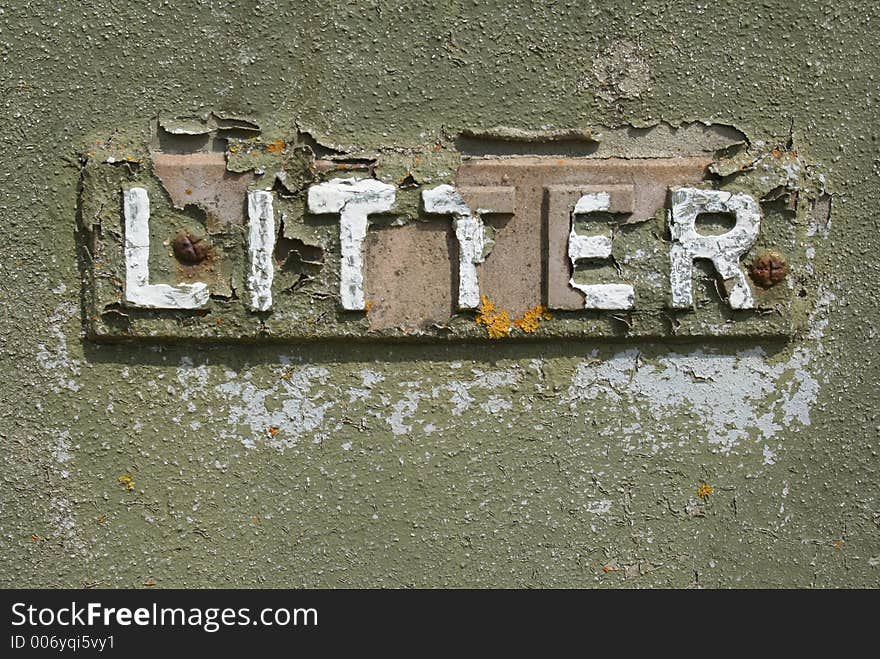 Sign from a trash bin. Sign from a trash bin