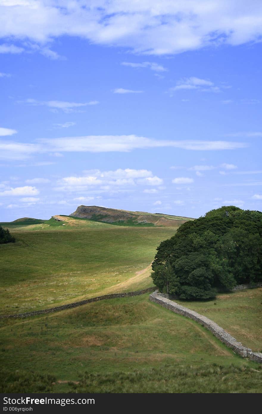 Hadrian's wall, at Housesteads (Vercovicium), Northumberland, England.