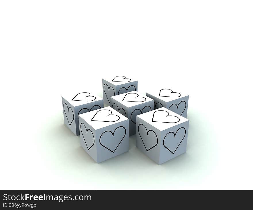 A set of cubed heart's for romantic concepts. A set of cubed heart's for romantic concepts.