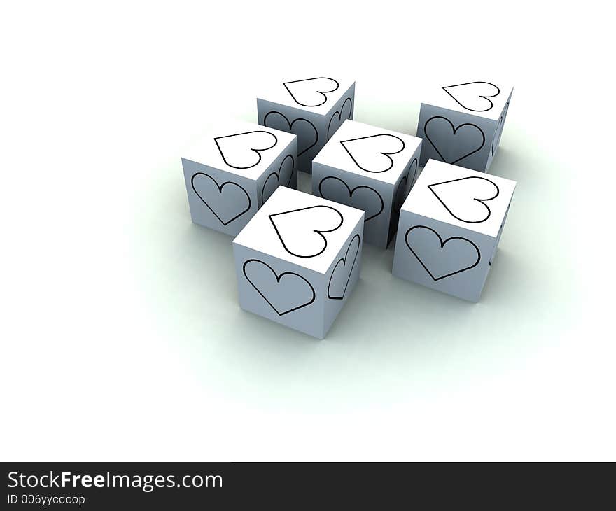 A set of cubed heart's for romantic concepts. A set of cubed heart's for romantic concepts.