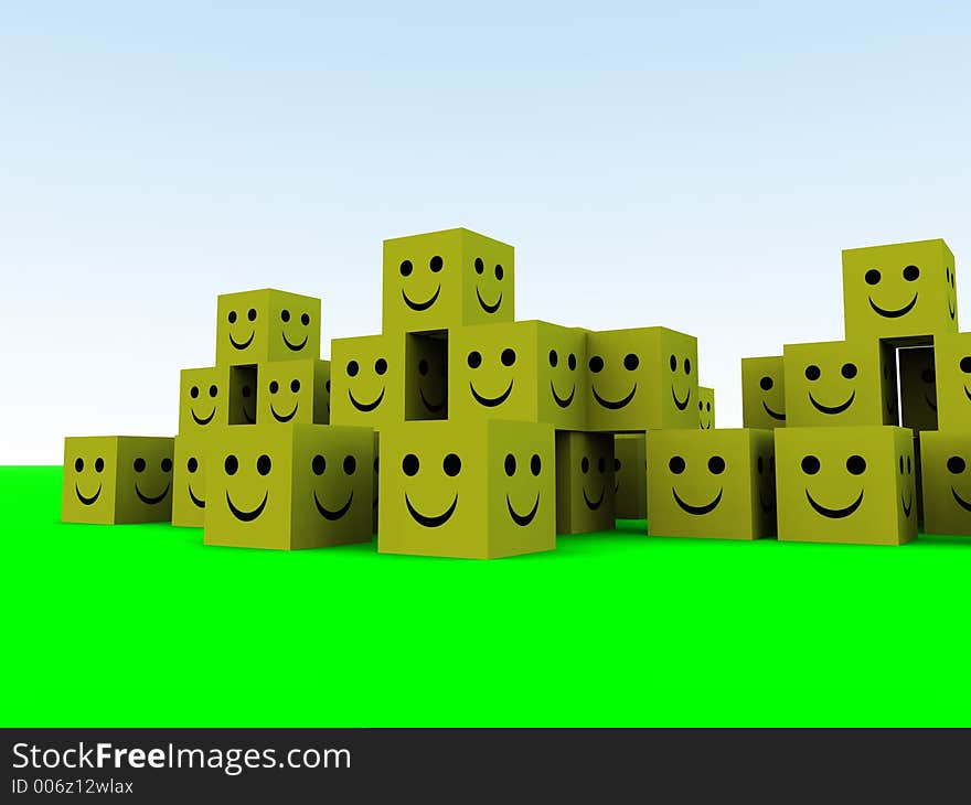 Some conceptually happy cubes. Some conceptually happy cubes.